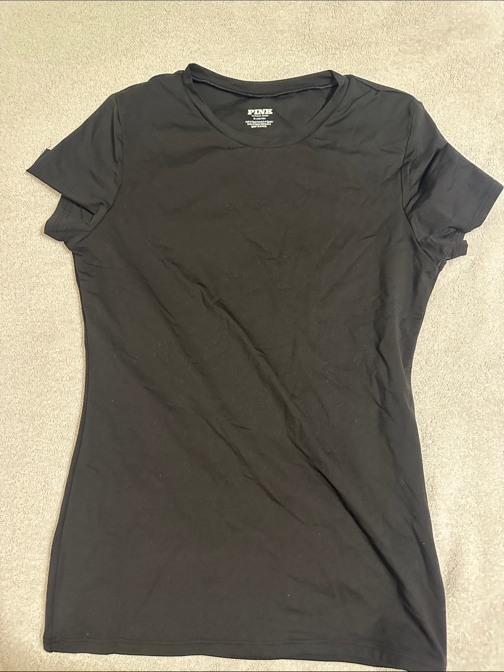 PINK Victoria's Secret Black Short Sleeve Crewneck Tee